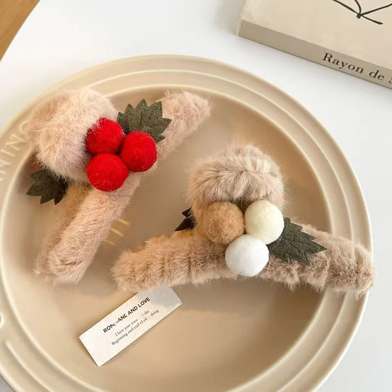 Осенне-зимние девчачьи рождественские милые вишневые банты плюшевые когти для