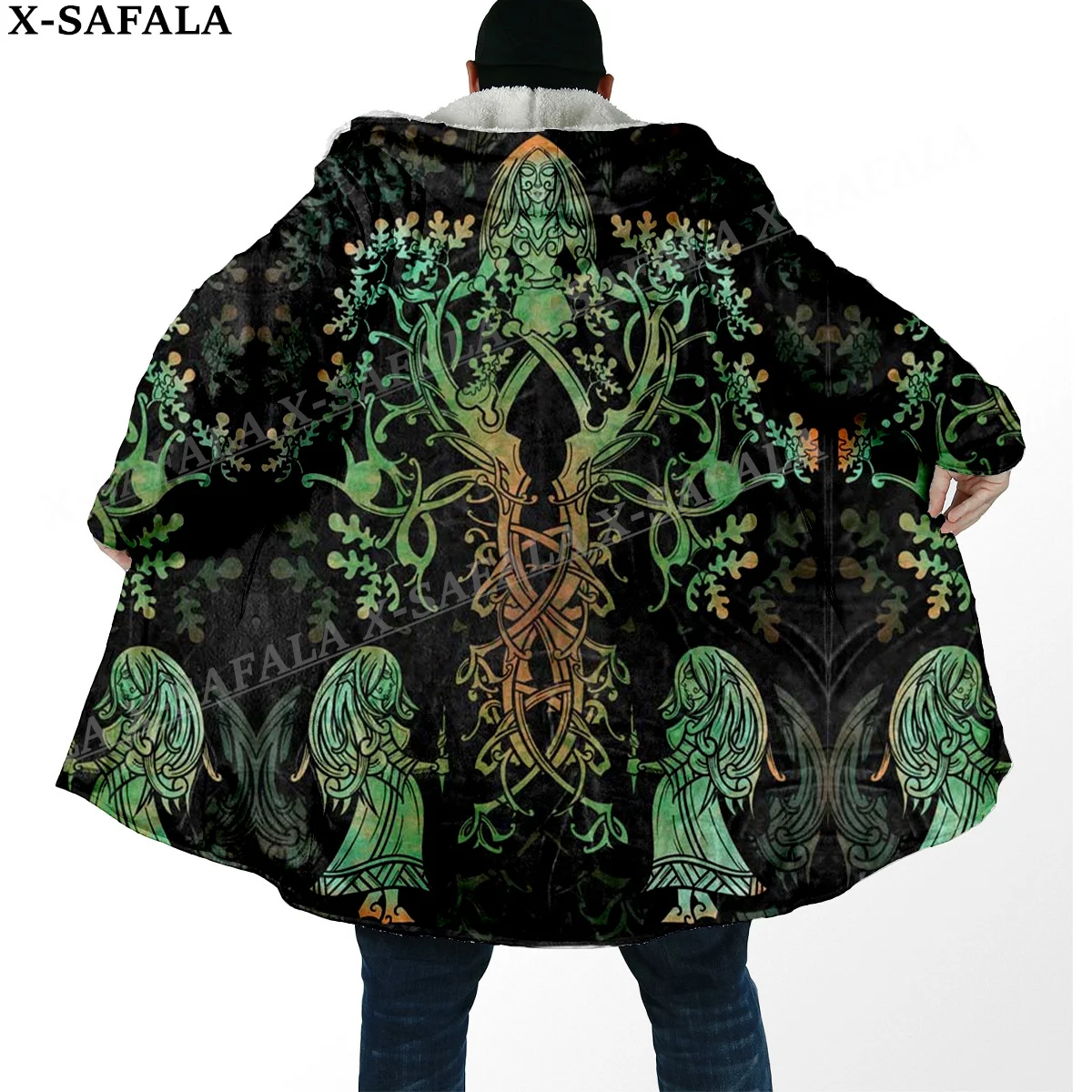 Мужской плащ с капюшоном HULINHJALMUR FENRIR'S гнев толстый теплый ветрозащитное