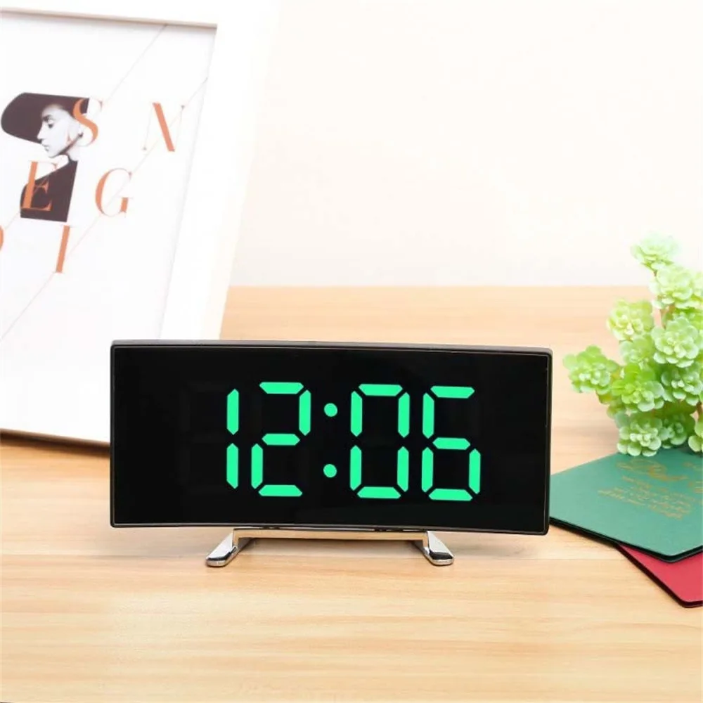 

Large Screen Alarm Clock Mirror Bedside Clock With Temperature Date Time Desktop Electronic Clock Desk Decor Multifunctional Led