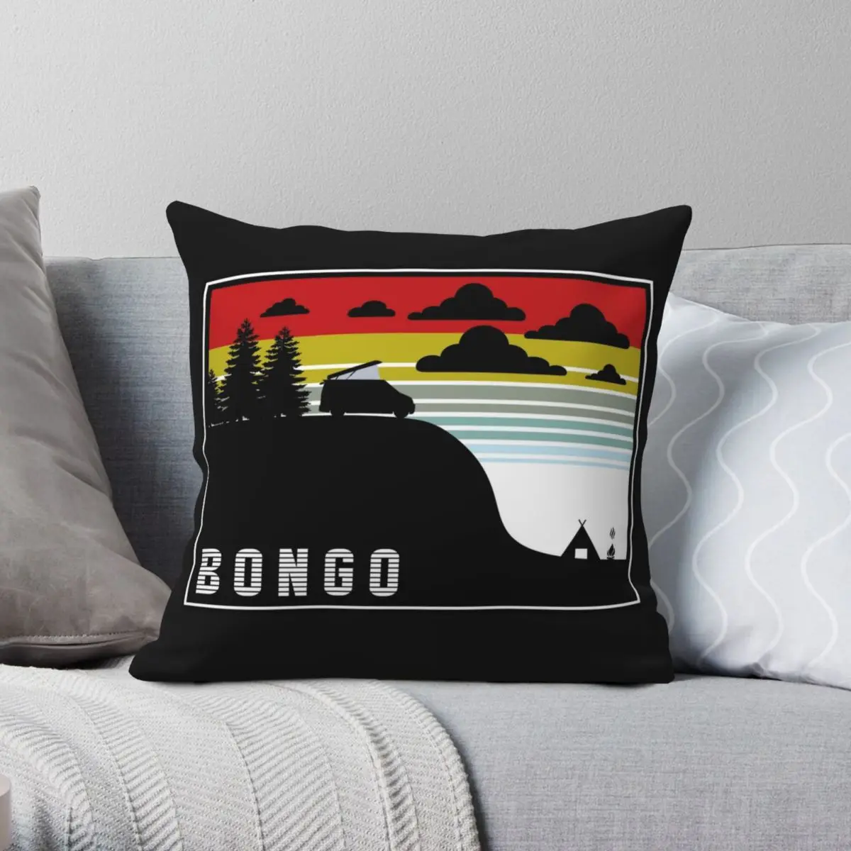 

BONGO Sunset Square Pillowcase Polyester Linen Velvet Printed Zip Decorative Throw Pillow Case Sofa Seater Cushion Cover 45x45