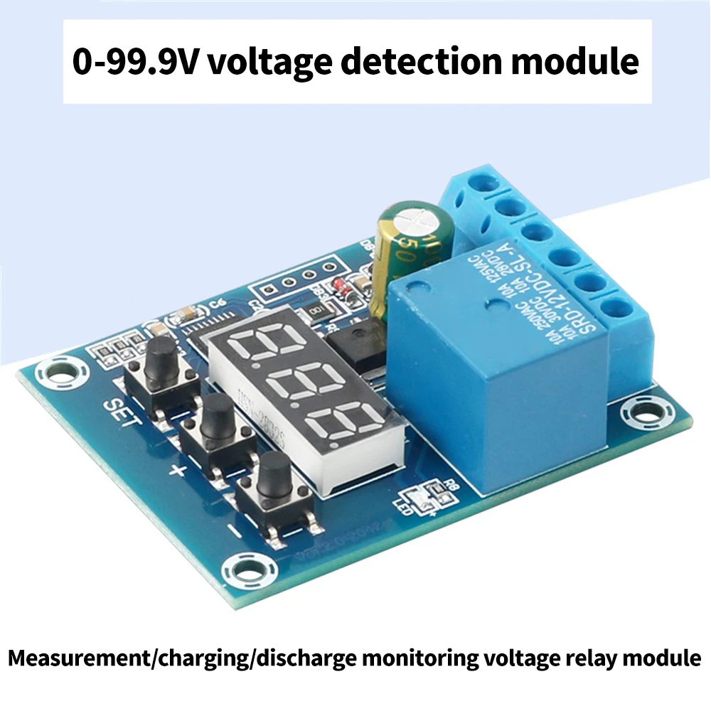 

DC 9V 12V 24V Current Detection Module Relay 0-99.9V Digital Display Overcurrent Alarm Switch Controller Motor Stall Protection