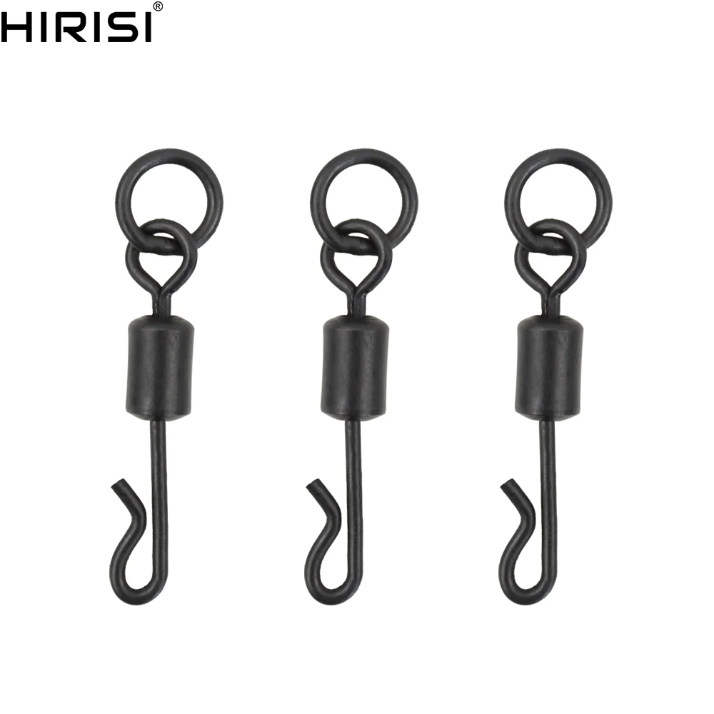 50 Pieces Carp fishing terminal tackle accessories Long body Q-shaped fishing swivel snap with solid ring AE007S