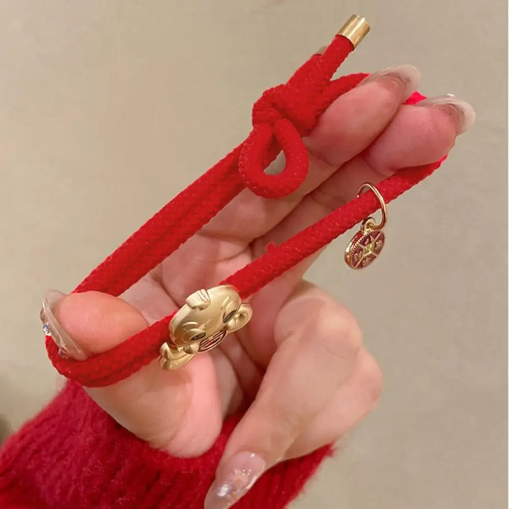 Милая красная новогодняя веревка для волос со стразами 2024 кольцо в виде змеи