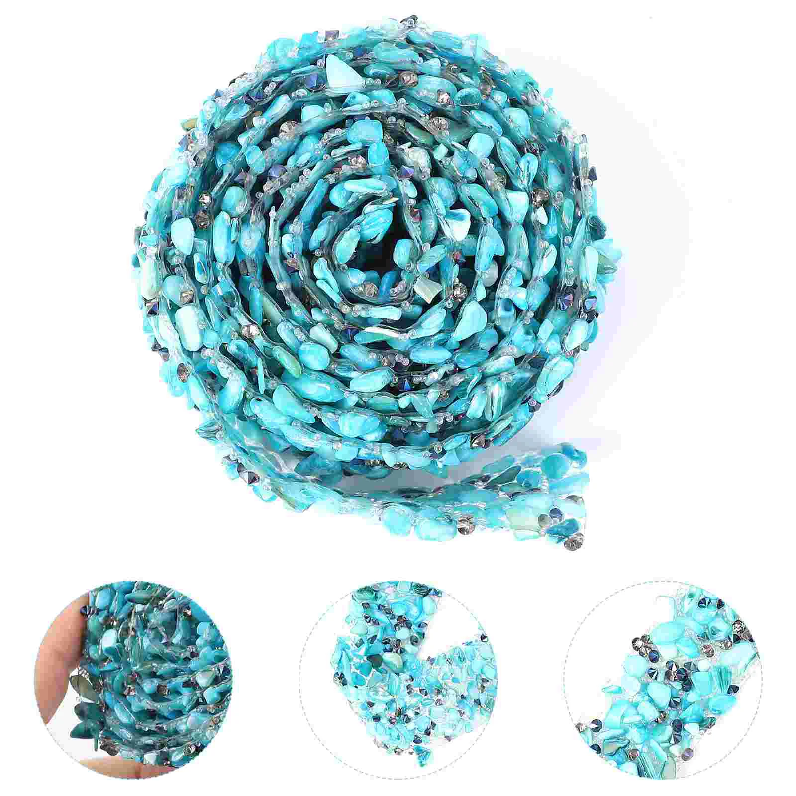 

Rhinestone Trim Decor Colorful Stone Beaded On Applique Chain Sewing Accessory for Dress Shoes Bag Decor