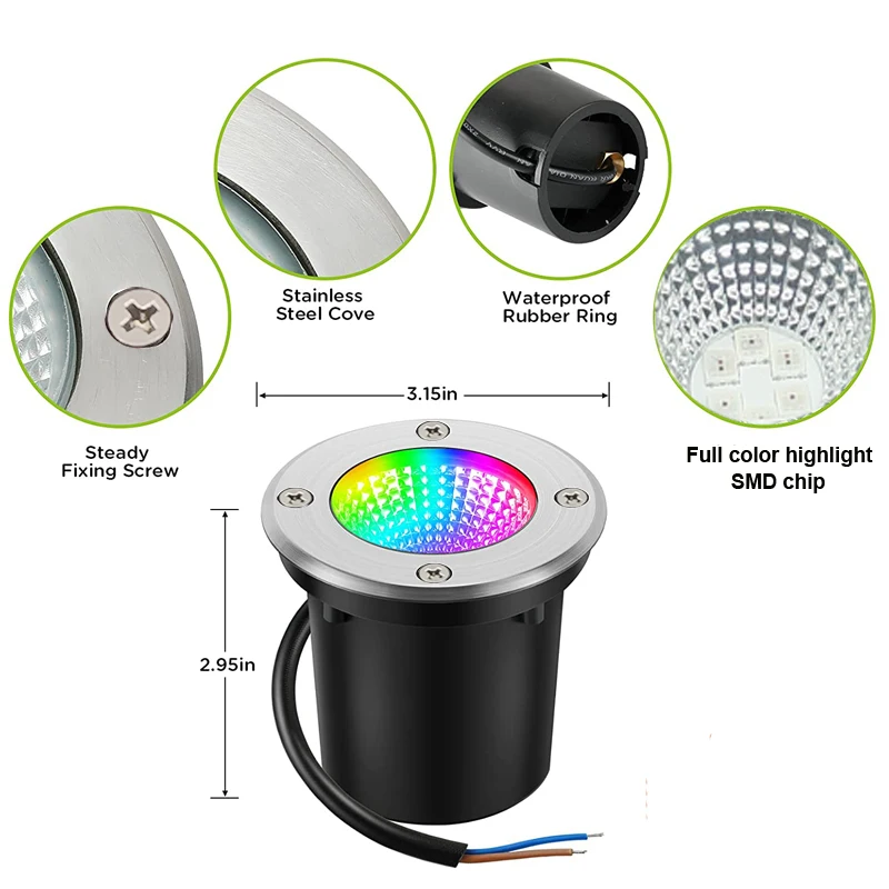 Светодиодная уличная лампа для газона 10 Вт RGB IP65 водонепроницаемый точечный