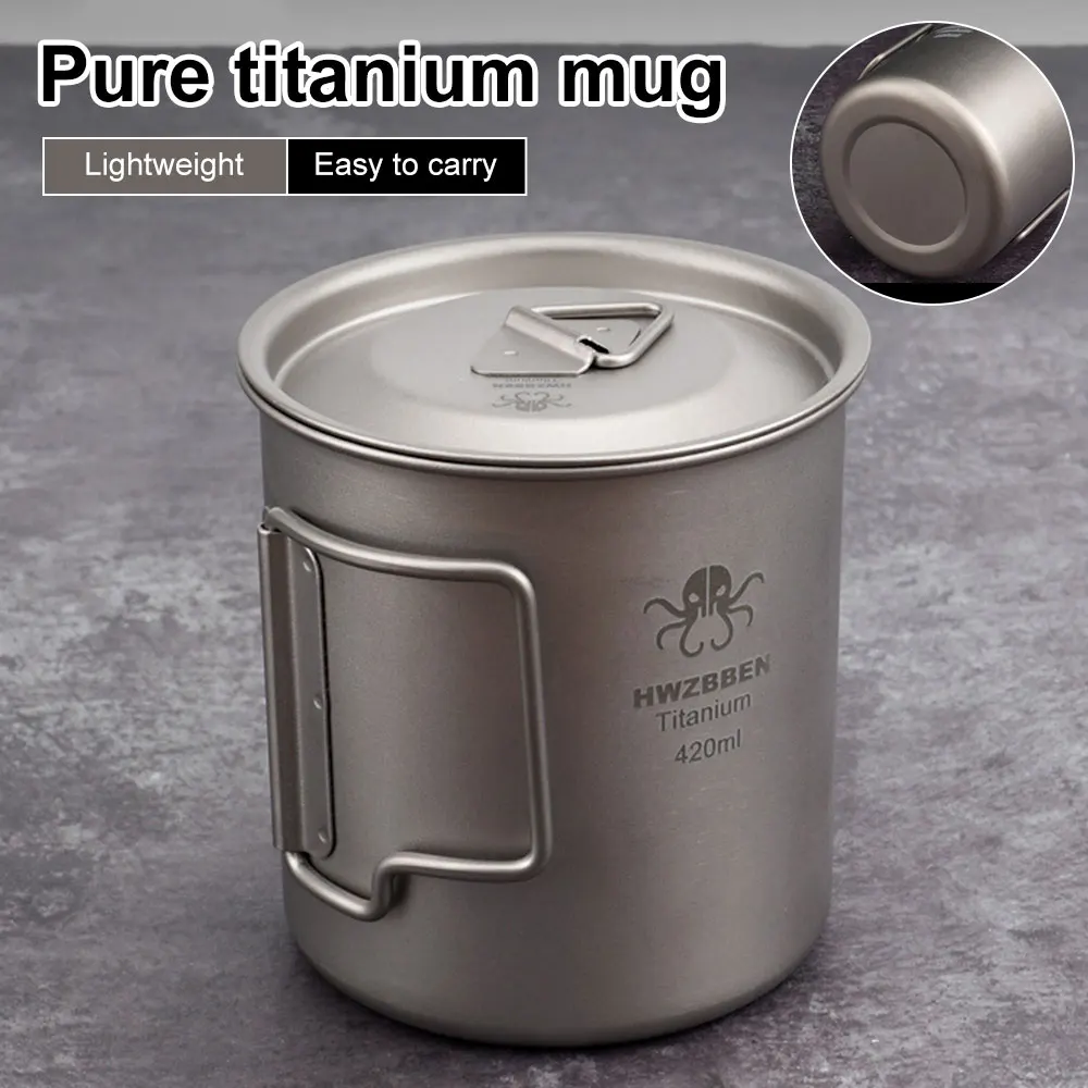 

Camping Mug Titanium Cup Tourist Tableware Picnic Utensils Outdoor Kitchen Equipment Travel Cooking set Cookware Hiking