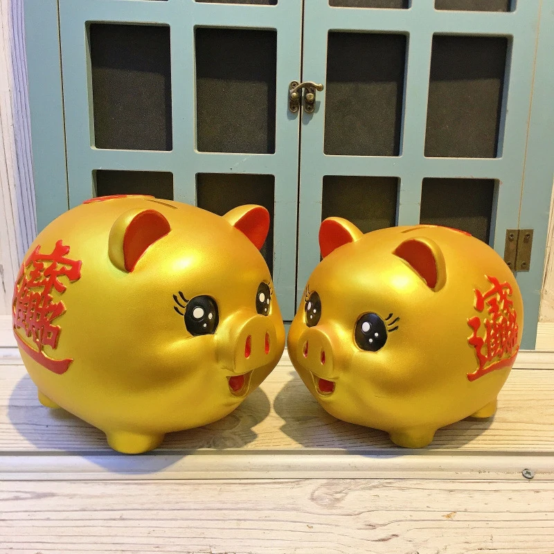 

Golden Piggy Bank Creative Cartoon Piggy Large Money Saving Box Drop-proof Change Saving Coin Box for Children Adult Gift Hucha