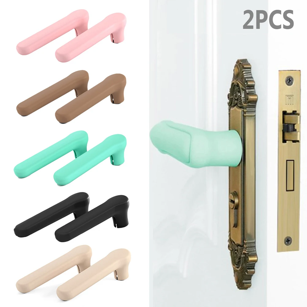 

2PCS Anti-collision Silicone Door Knob Cover Static-free Baby Safety Handle Sleeve Bedroom Living Room Wall Protector Accessory