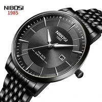 nibosi 2022 new business men black watch calendar display luminous waterproof stainless stee quartz wristwatch relogio masculine