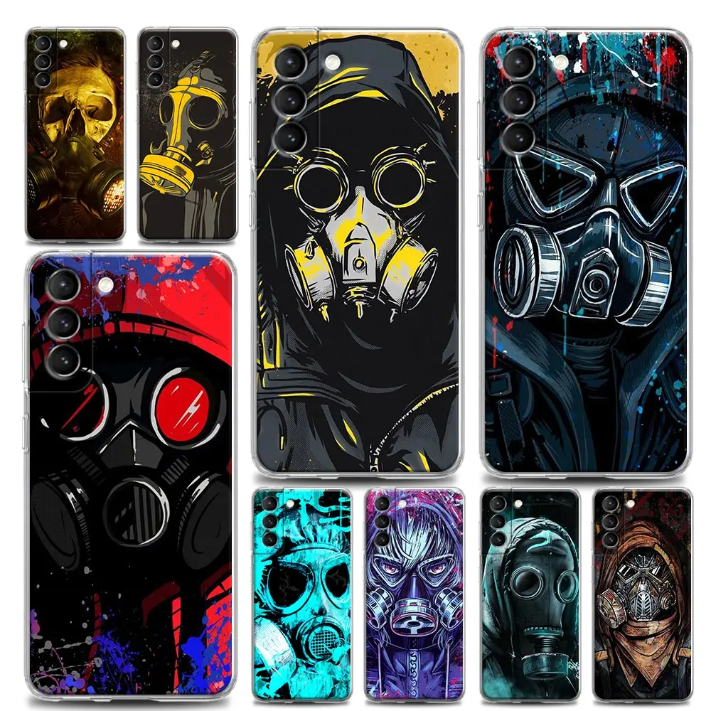 

Clear Case for Samsung S22 S9 S10 S10e S21 S20 FE Note 9 10 20 Plus Lite Ultra 4G 5G Case Funda Gas Mask Graffiti On The Street