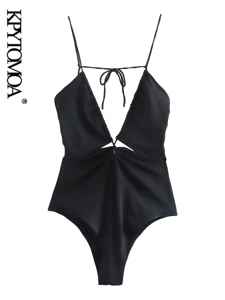 

KPYTOMOA женские пикантные модные с вырезами облегающие боди винтажные с открытой спиной и тонкими бретельками женские комбинезоны для женщин