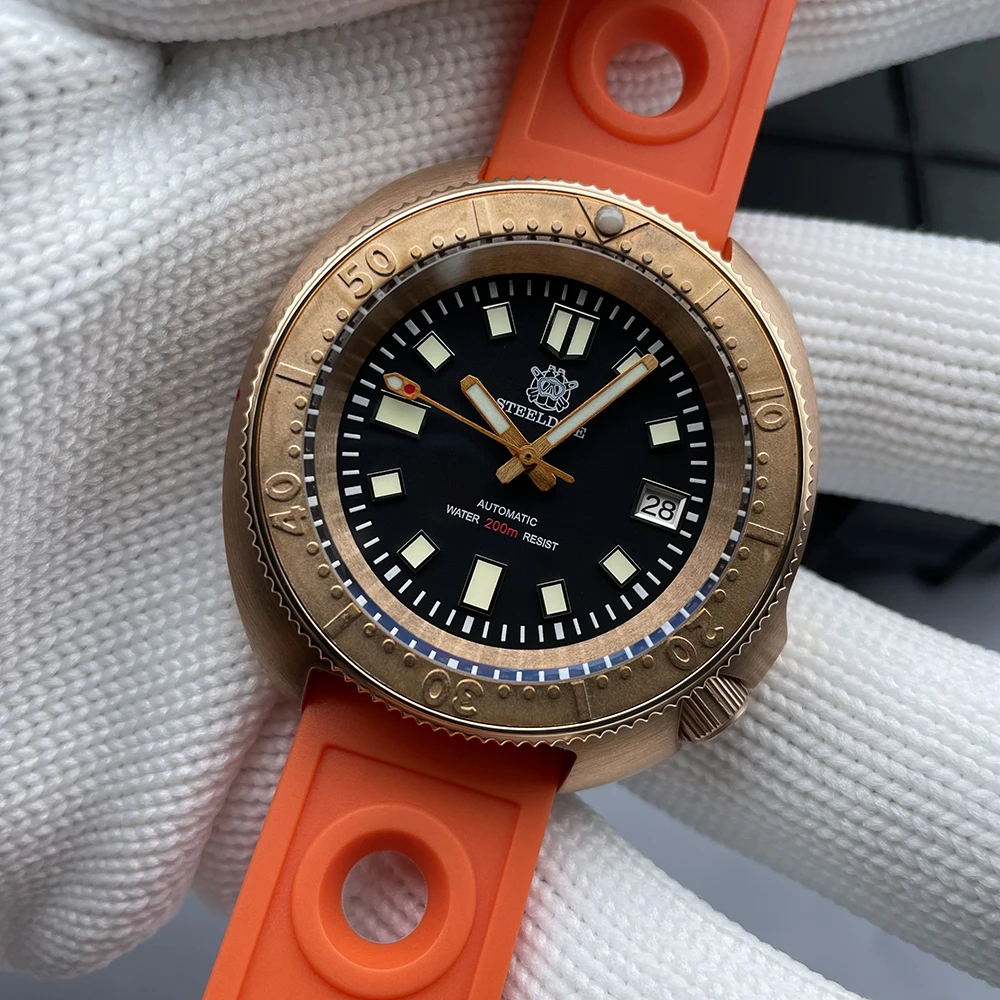 

Bronze Dive Watch STEELDIVE SD1970S Luxury Abalone Super Luminous NH35 Automatic 20Bar Waterproof Mechanical Wristwatch For Men