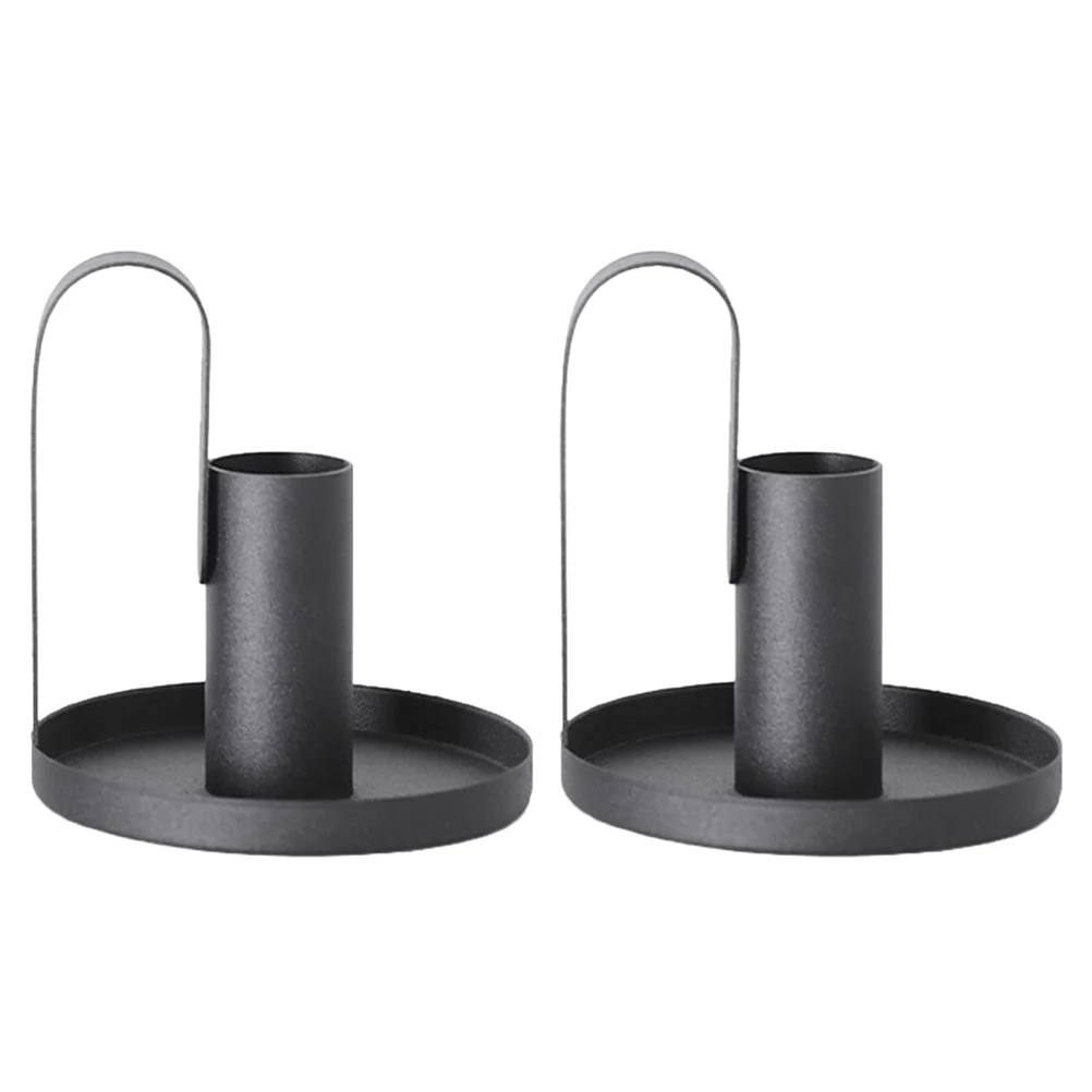 

2Pcs Wrought Iron Taper Candleholders Decorative Iron Candlesticks Party Candle Holders