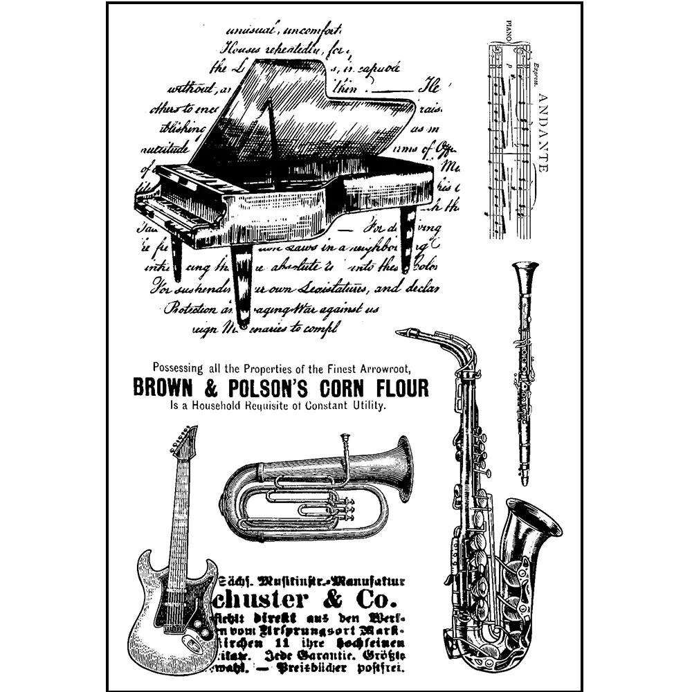 Винтажные прозрачные резиновые штампы для кино/музыки создание карт