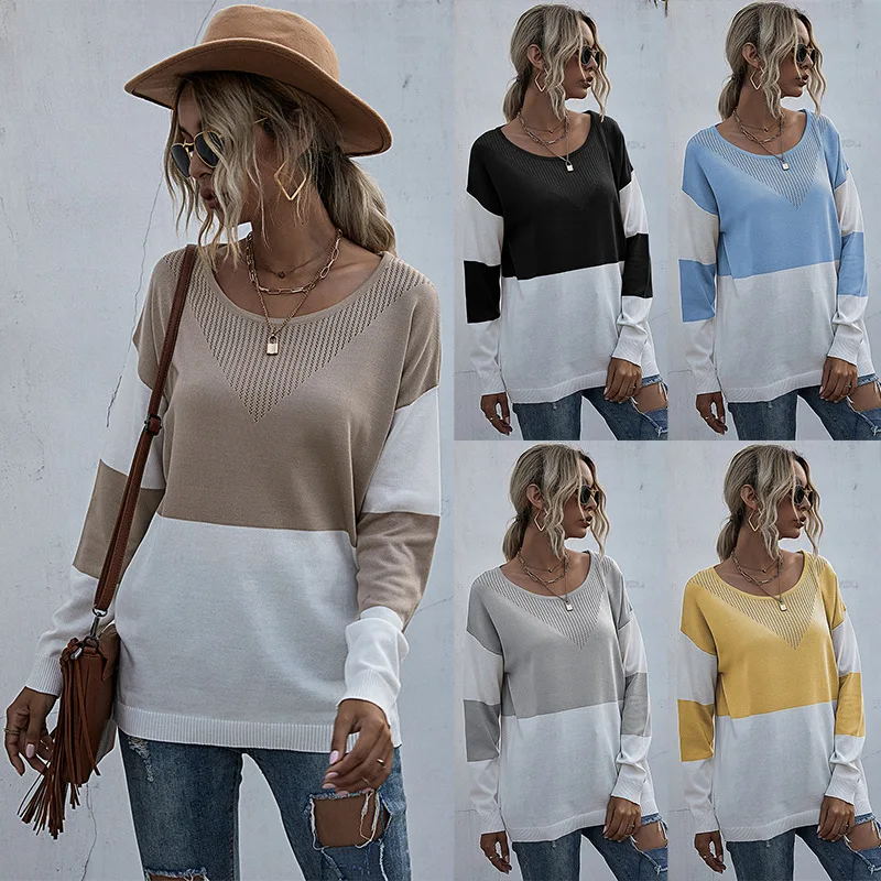 

Loose Crew Neck Bottoming Sheer Mesh Knit Sweater for Women