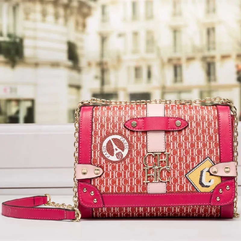 

Дамские сумочки из 100% натуральной кожи, новинка, Классическая дизайнерская сумка-мессенджер на одно плечо с принтом букв CH, кошелек Sac Gg