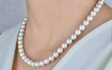 

Top Grading AAAAA Japanese Akoya 8-9mm white Pearl Necklace 18inch;