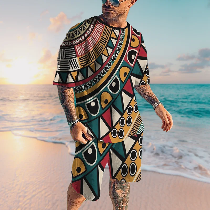

Fashion Summer O Neck Man Suit Casual Streetwear Clothes Outfits Oversized Harajuku Short Sleeve Tee top With Shorts 2Piece Set