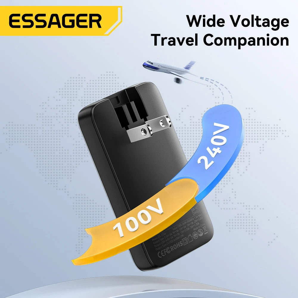 Essager 65 Вт GaN зарядное устройство Ultra Thin Quick Charge 4.0 PD3.0 PPS Портативное USB Type C для