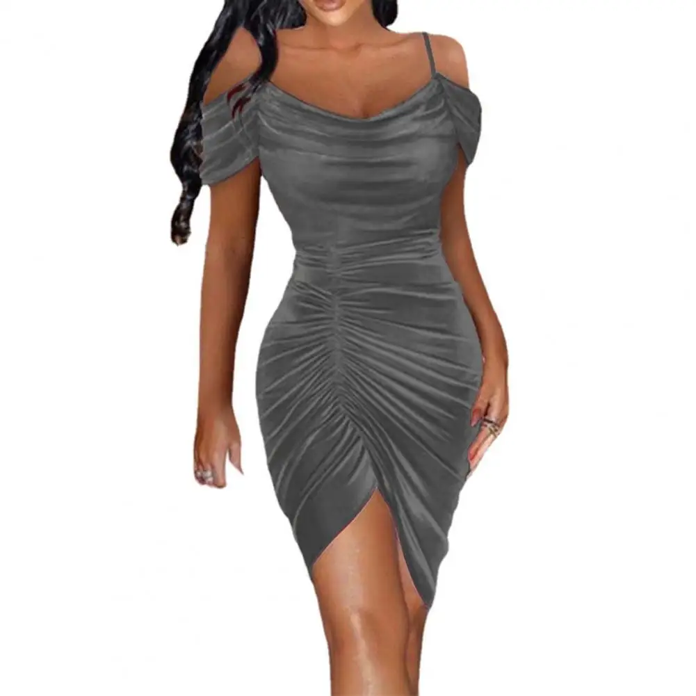 

Красивое вечернее платье, облегающее платье с эффектом кожи, обтягивающее Бархатное облегающее платье на бретельках с открытыми плечами и ...