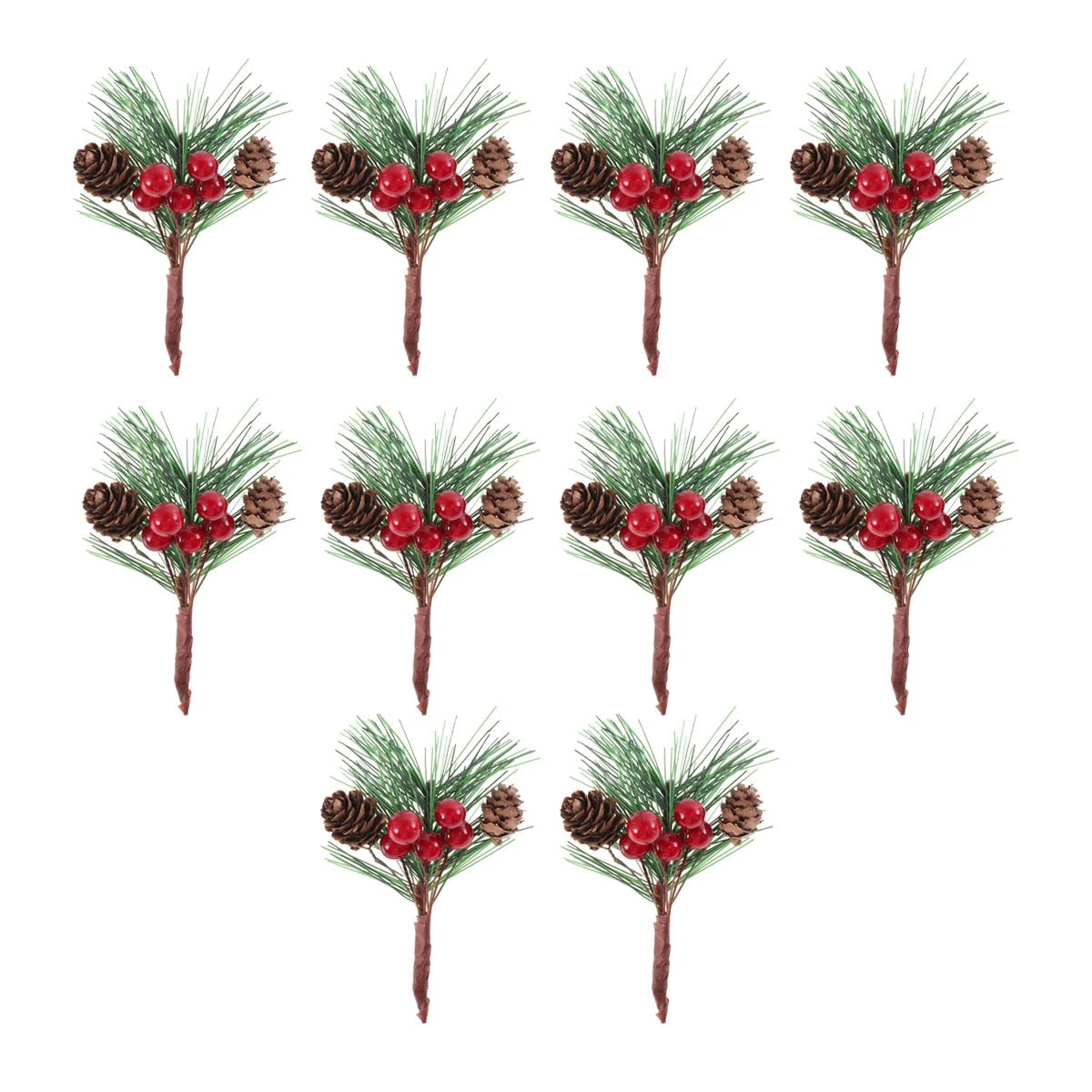 

Pine Christmas Picks Artificial Stems Berry Branches Cones Crafts Berries Pinecones Decoration Tree Red Flowers Wreath Trees