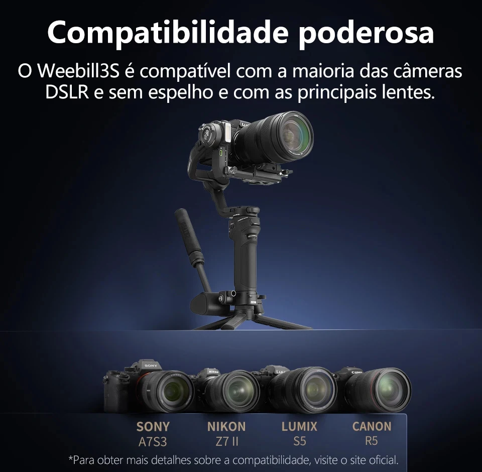 Фото ZHIYUN Weebill 3S карданная камера ручной 3-осевой стабилизатор для беззеркальных зеркальных камер Sony Canon Panasonic Nikon №2