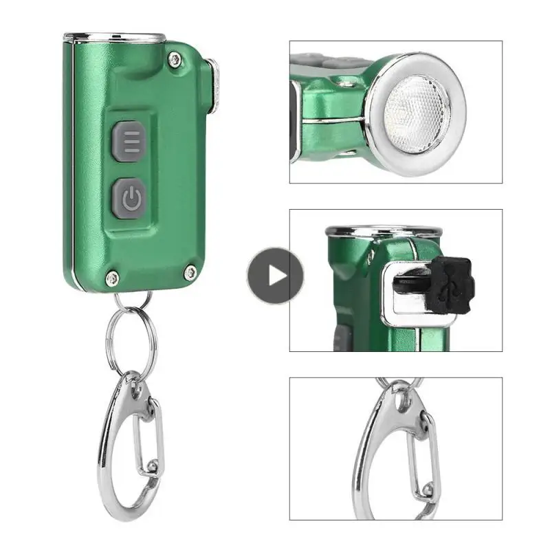 

Portable Keychain Mini Double Switch Lamp USB Flashlight Camping Light Flashlight Waterproof Super Bright Emergency Light
