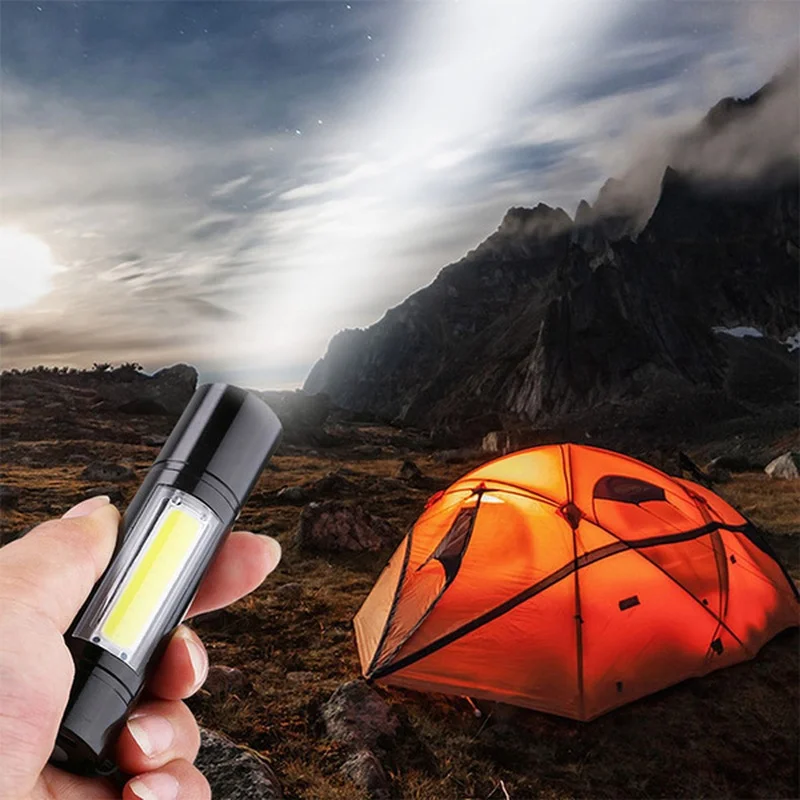 Rechargeable Led Flashlight Super Bright Mini Work Light 3 Modes Waterproof Portable COB Tactical Torch Zoomable Camping Lantern | Лампы и