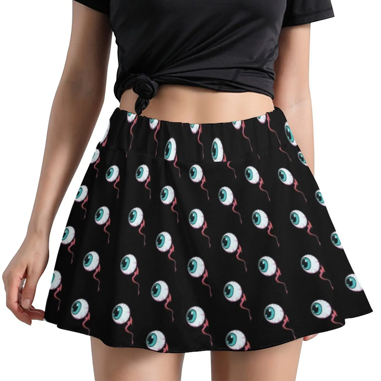 

Blue Spooky Eyes Skirt Summer Bloody Eyeball Design Aesthetic Casual A-line Skirts Retro Mini Skirt Print Big Size Short Bottoms