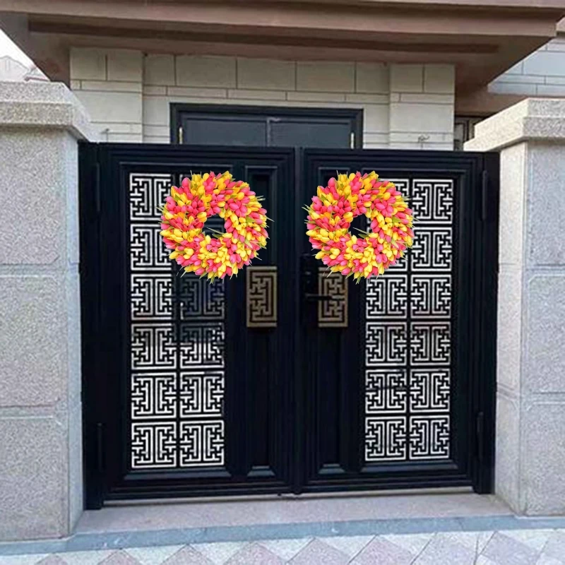 Искусственный венок из тюльпанов имитация свадебного украшения настенная