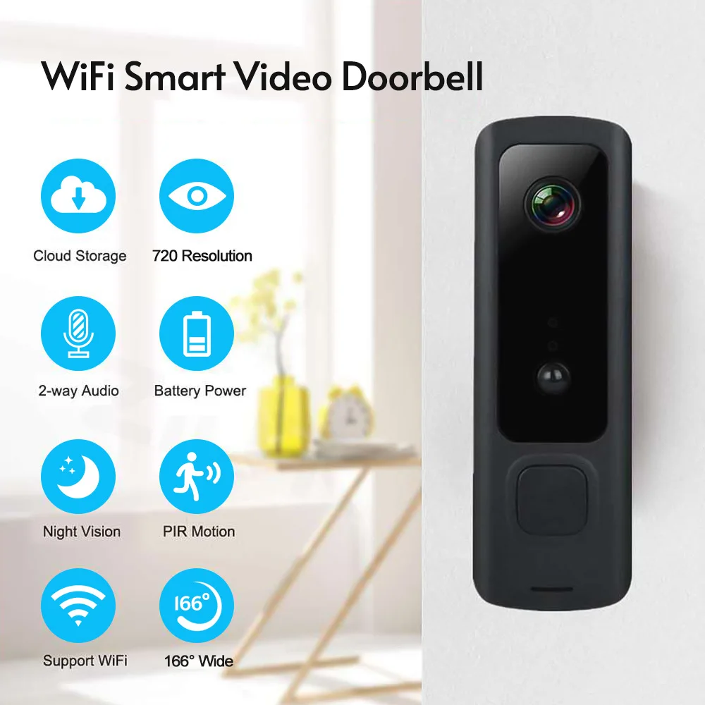 

Tuya умный WiFi 720P дверной звонок беспроводная камера безопасности 2-полосная видеосъемка домашний дверной звонок PIR ночное видение Обнаружени...