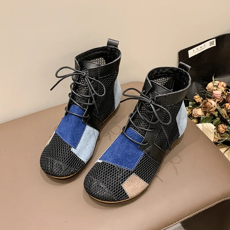 Новый стиль простая женская обувь с короткой сеткой повседневная модные