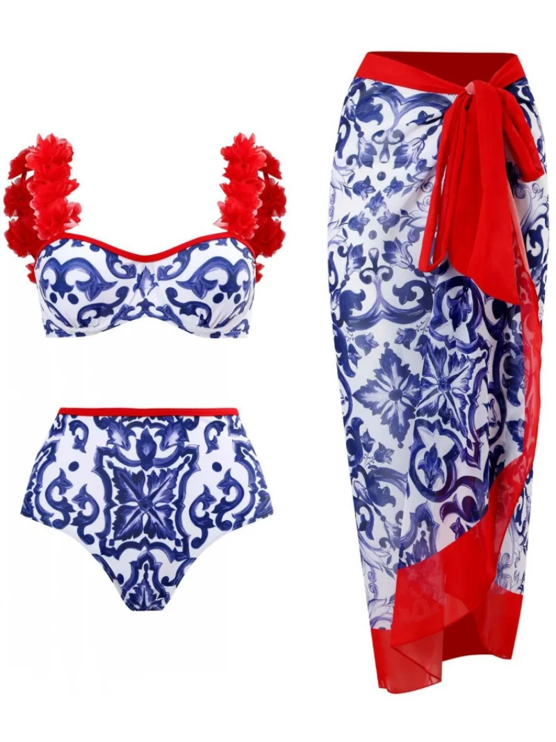 3 Piece Bikini Set And Skirt Suits Swimsuit Designer Bathing Suit Beach Skirt Cover Up Luxury Swimwear Surf Wear Beachwear Women