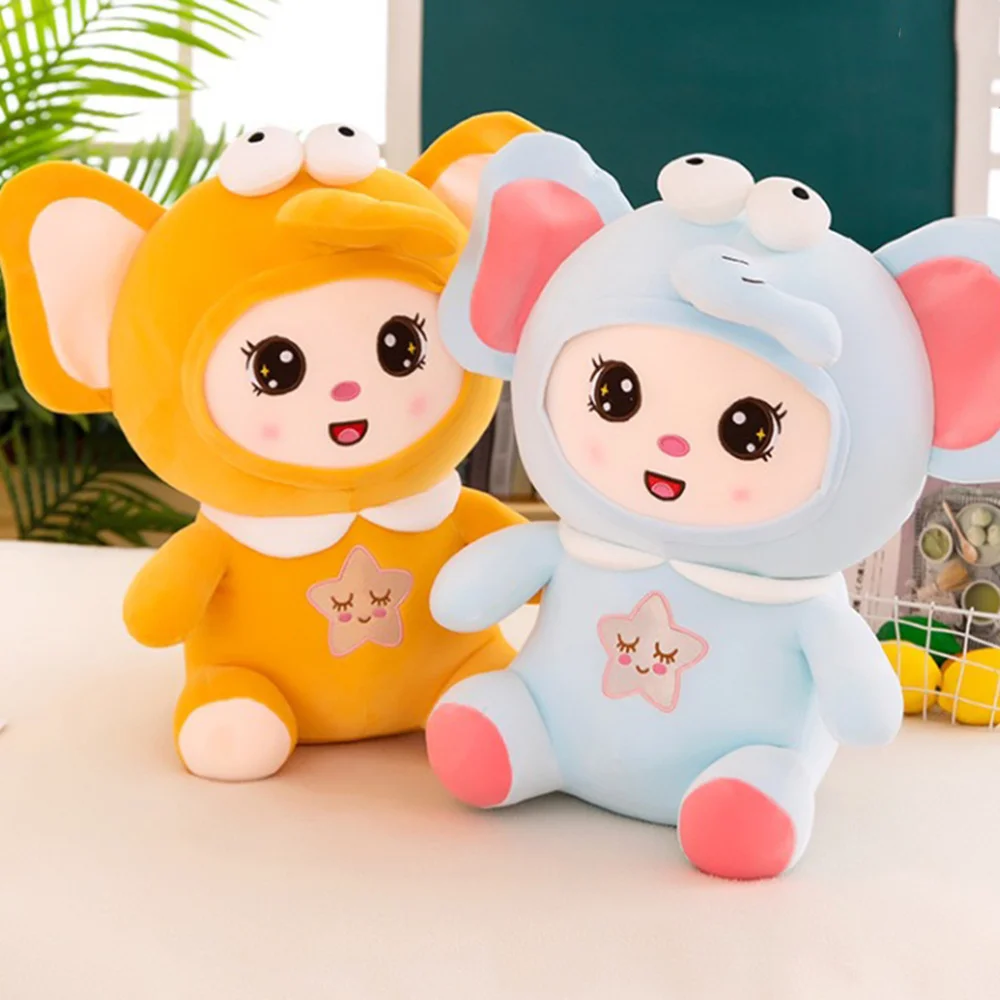 

Newborn Baby Plush Stuffed Toys Cartoon Elephant Early Educational Toy Pacify Rag Toy Comfortable for Kids Girls SP99