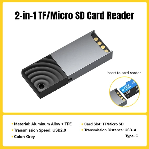 Essager 2 в 1 TF SD Card Reader Адаптер USB 2.0 для карт памяти Smart High Speed Card Reader Конвертер для ПК Аксессуары для ноутбуков