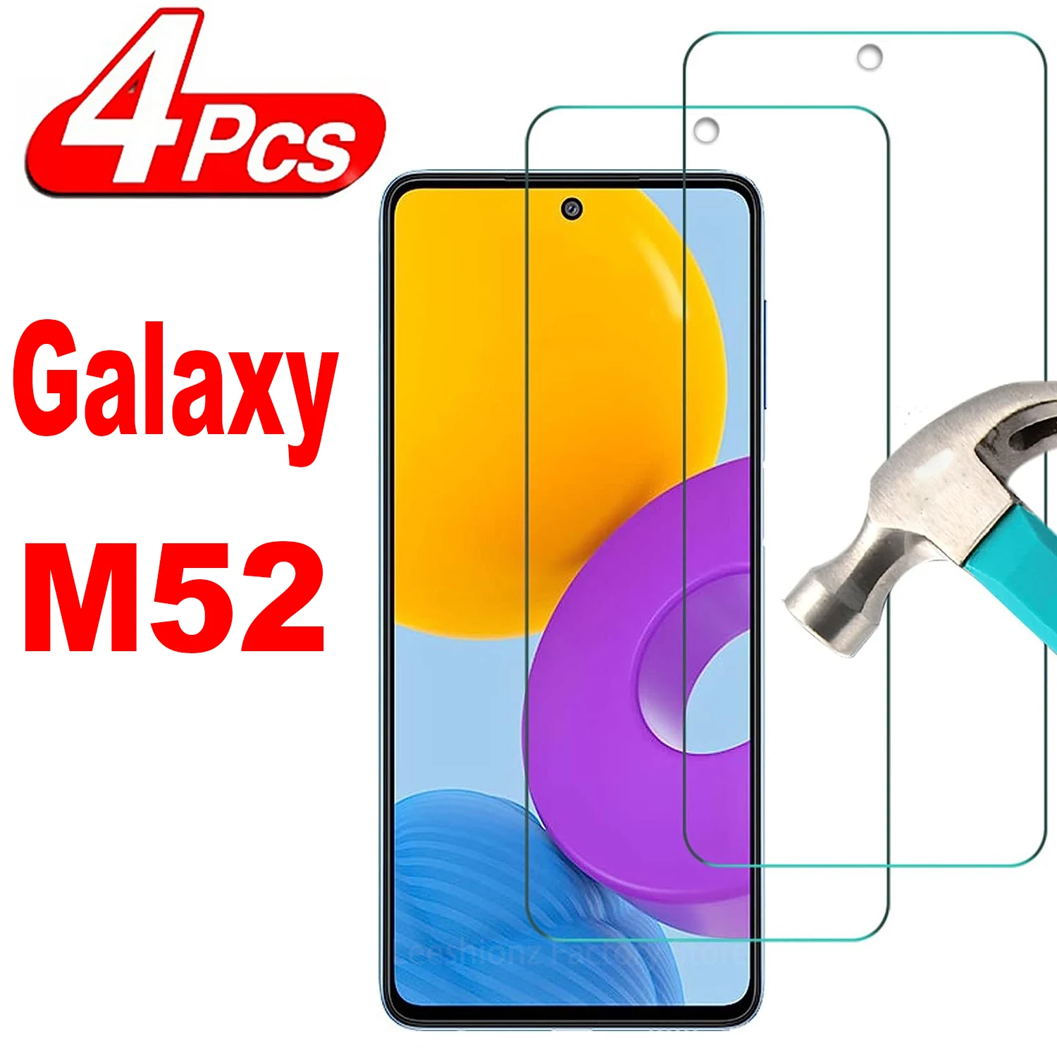 2/4Pcs Screen Protector Glass For Samsung Galaxy M52 Tempered Glass Film