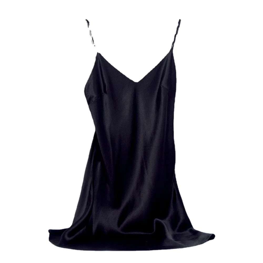 2022 NEW Summer 16mm Women Silk Sleep Dress V-Neck 100%Silk Pajamas Nightgown Silk Sleepwear High Quality Clothing