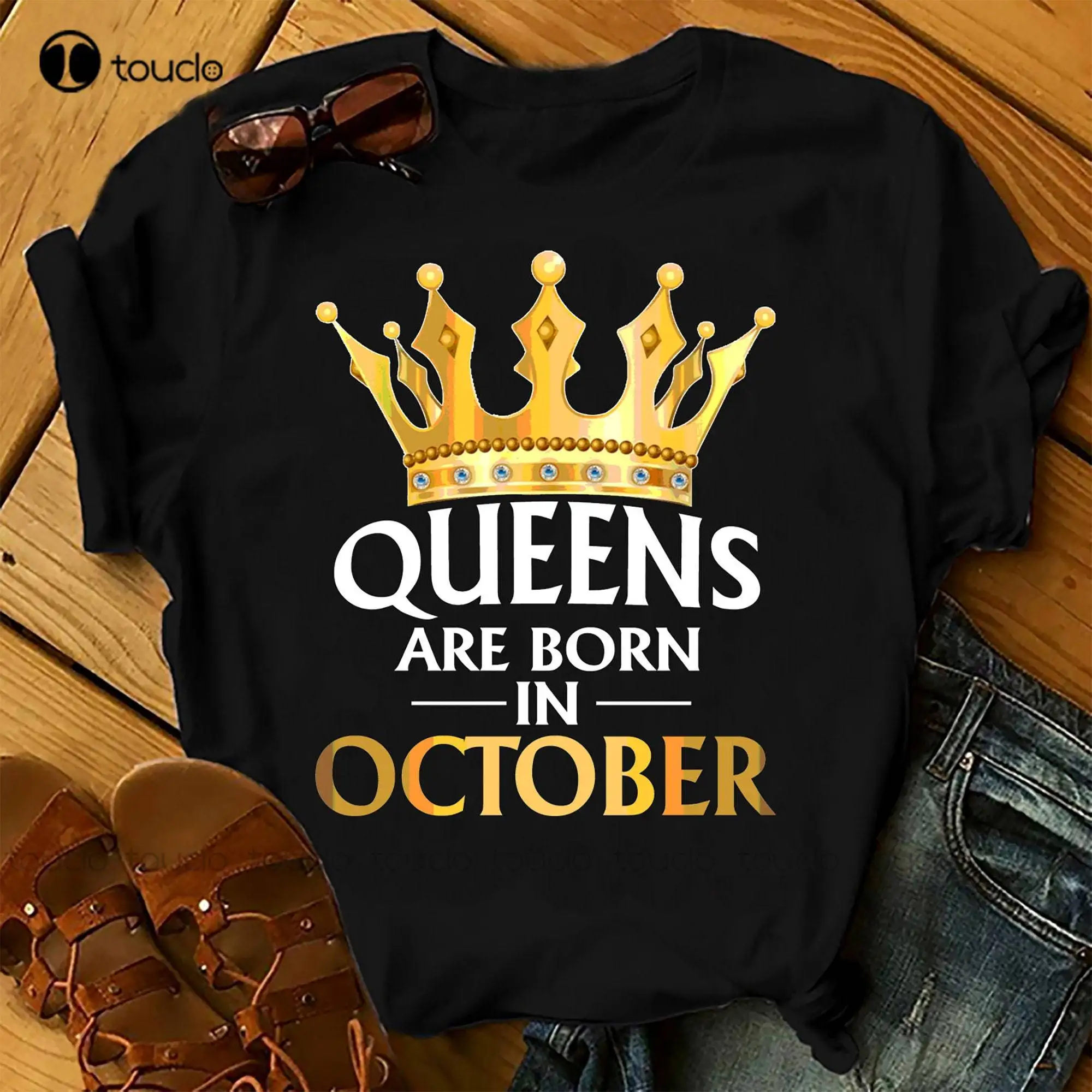 

Queens Are Born In October Shirts Women Birthday T Shirts Summer Tops Beach T Shirts Vintage T Shirts For Men Xs-5Xl Custom Gift