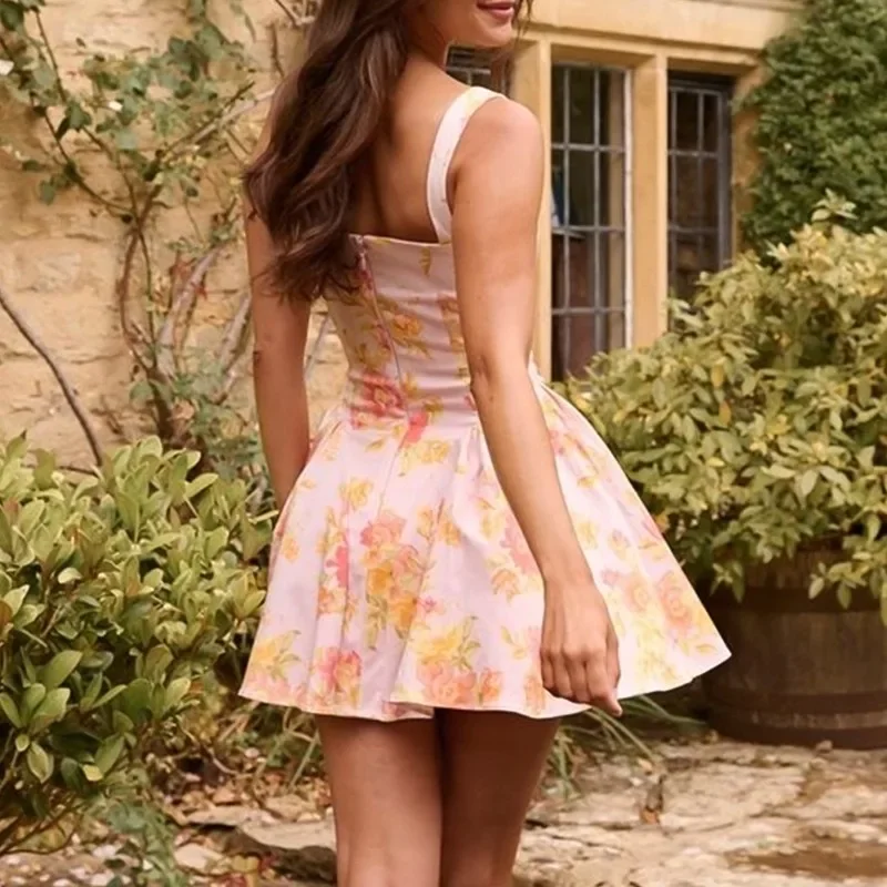 Talenza мини-платье с открытой спиной и высокой талией летнее женское сексуальное