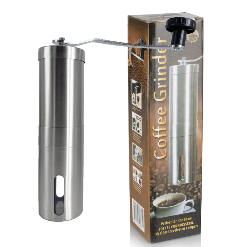 

Ручная кофемолка из нержавеющей стали, портативная ручная кофемолка с двойным подшипником