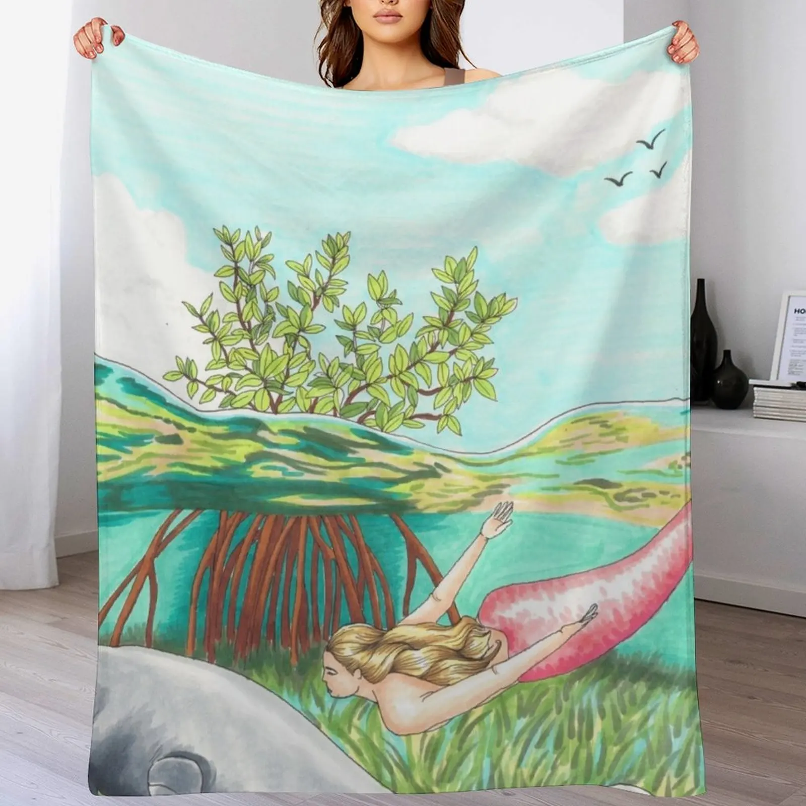 Декоративное одеяло Русалка в мантровах