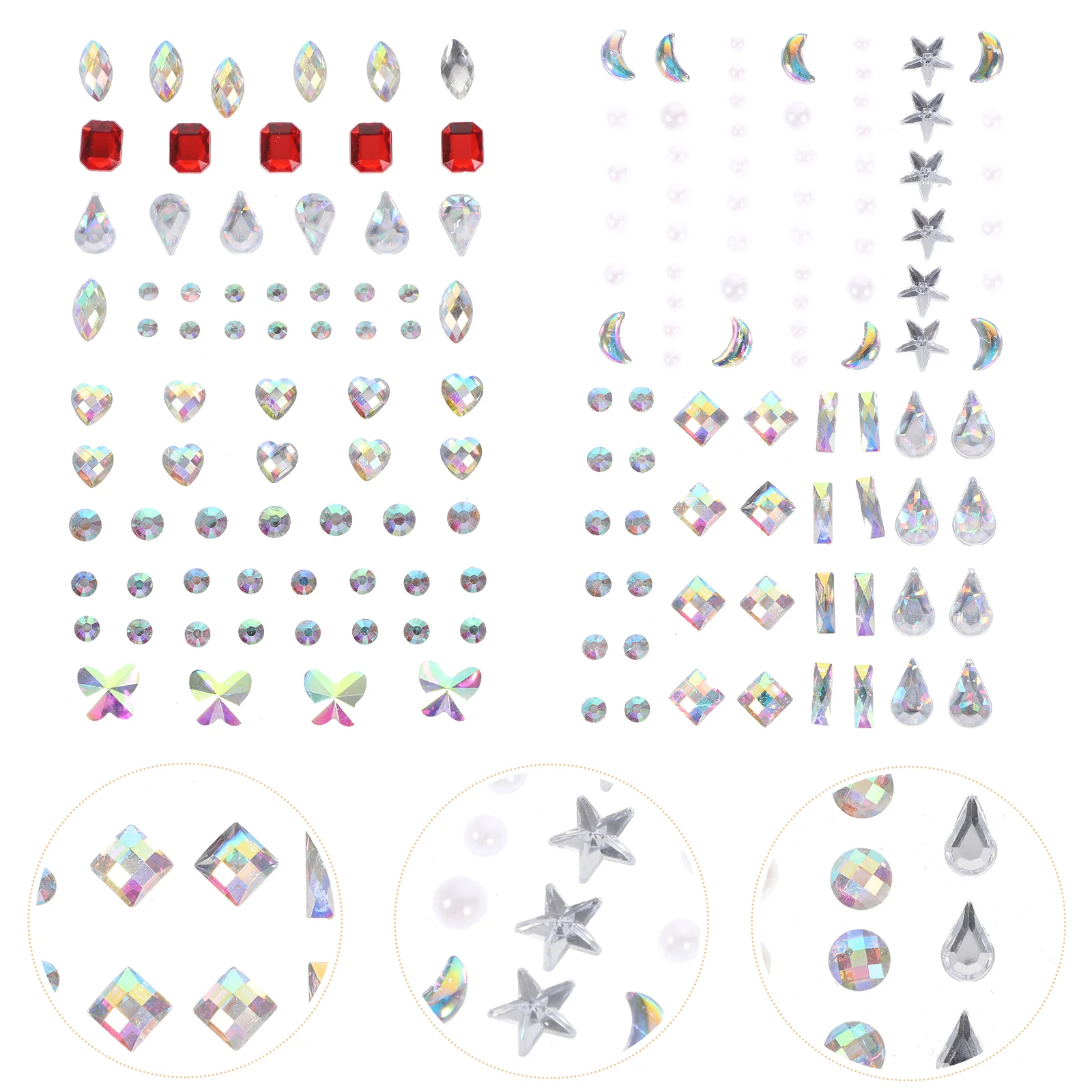 

6 Sheets Rhinestone Eye Stickers Face Jewels Makeup Nail Gems Rhinestones Self Adhesive
