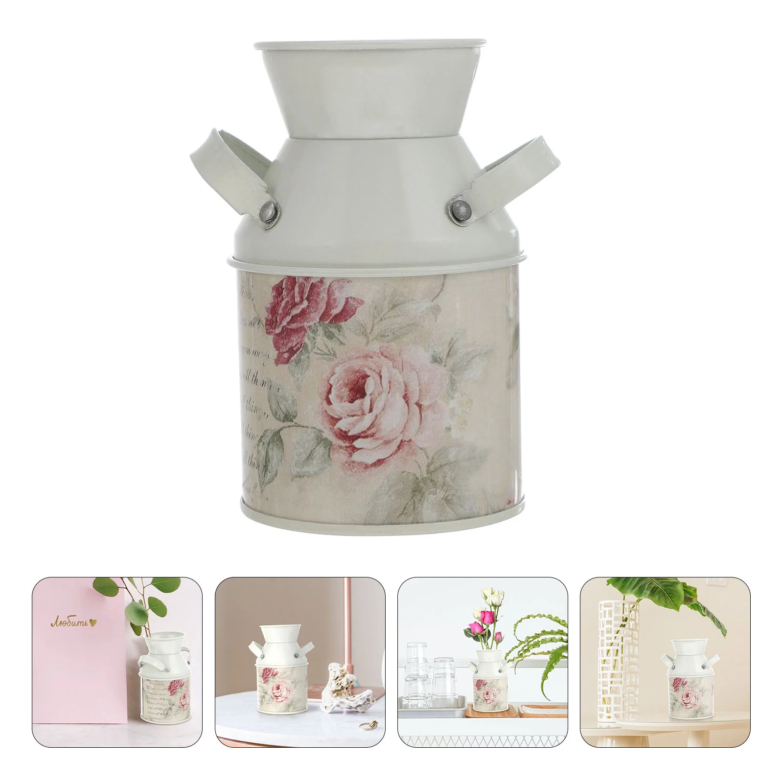 

2 Pcs Vase Wedding Table Decor Containers Milk Jug Metal Flower Bucket Iron Nursery Container