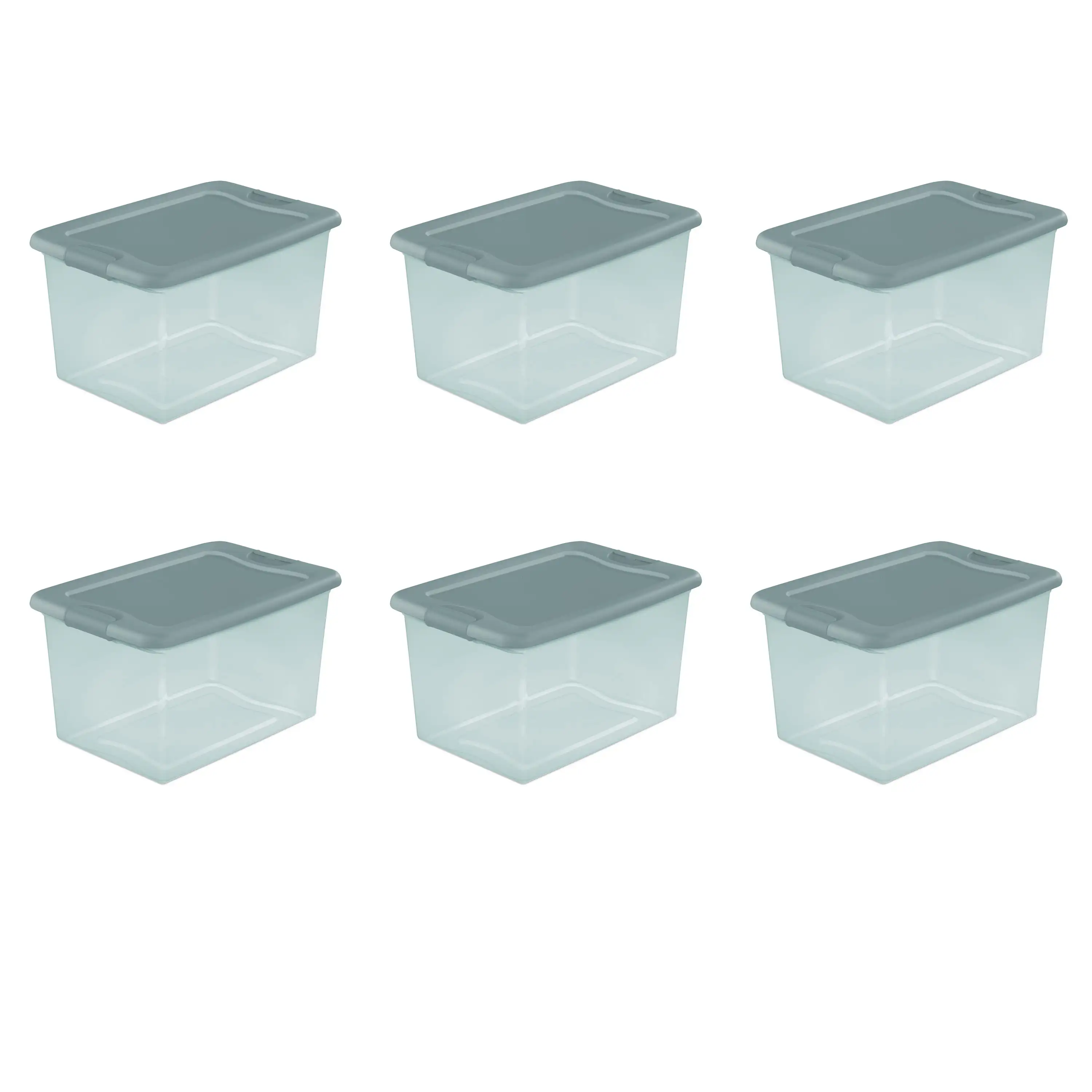 

Sterilite 64 Qt. Latching Box Plastic, Aqua Slate Tint, Set of 6