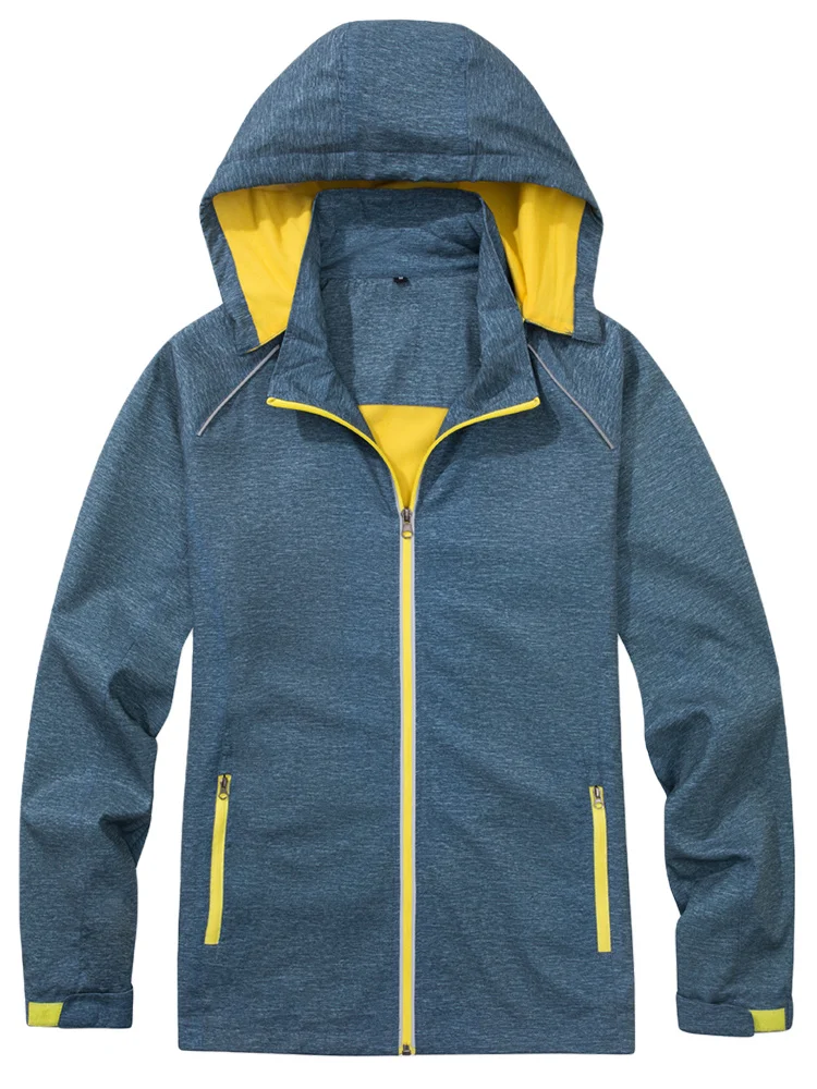 

Spring Summer Zip Pockets Men's Softshell Jacket Reflective Windbreaker Sportswear Hooded Coat Male Breathable Casual Jackets