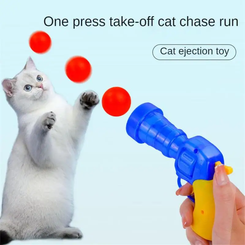 

Funny Cat Toys Interactive Teaser Cat Dog Plush Ball Shooting Gun Launcher Training Toy Self-help Relief Cat Toys Pet Supplies