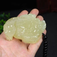 natural chalcedony carved three legged golden toad pendant chinese necklace charm jewellery fashion amulet for men women lucky