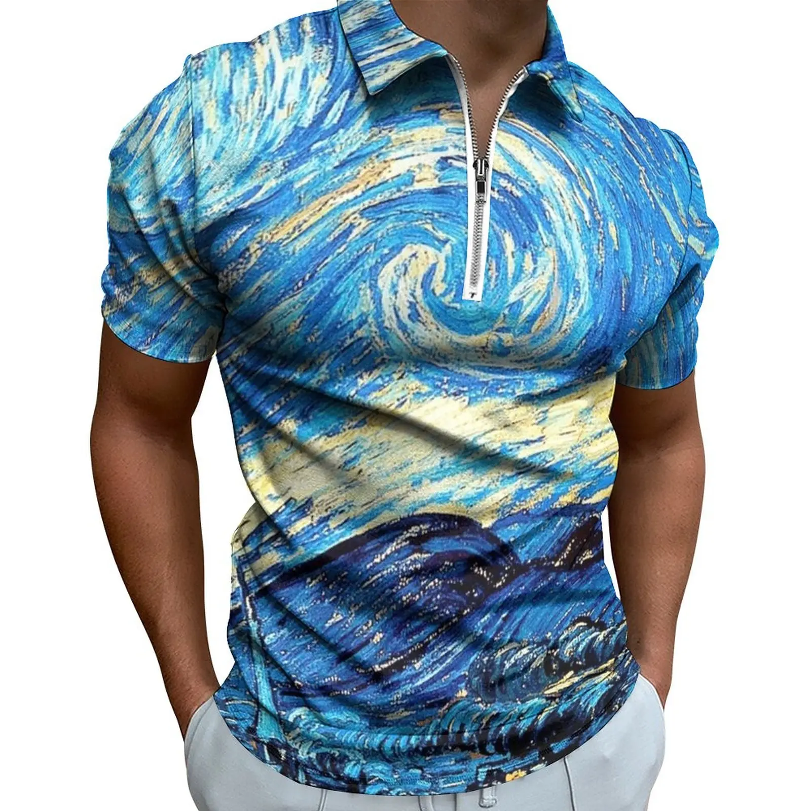 

Футболка-поло с принтом «Звездная ночь», большие размеры