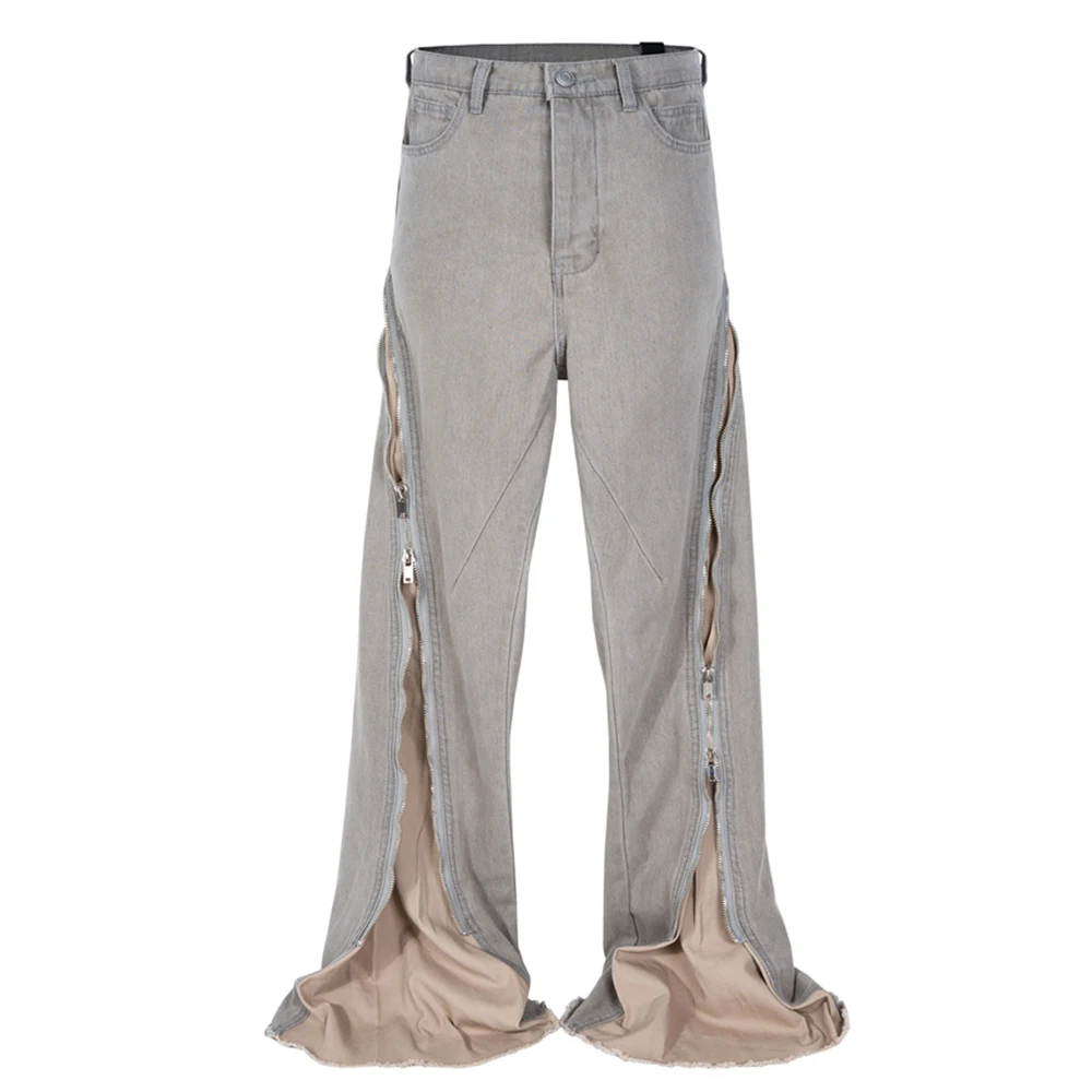 

Спиральная дорожка с большой молнией силуэт джинсы-Бананы High Street мужские джинсы с поясом