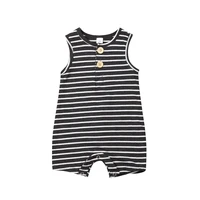 0 24m newborn baby girls boys striped button o neck romper sleeveless infant toddler summer rompers jumpsuits baby clothing